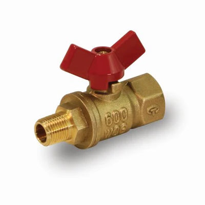 Everflow 615MF014-NL 1/4 MIP x 1/4 FIP Mini Ball Valve Butterfly Handle Lead Free