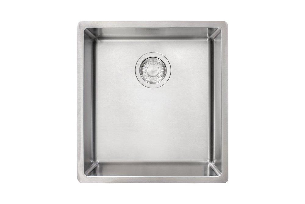 Franke CUX11015 Cube 16-1/2 x 17-3/4 in. No Hole Stainless Steel Single Bowl Undermount Kitchen Sink with Sound Dampening