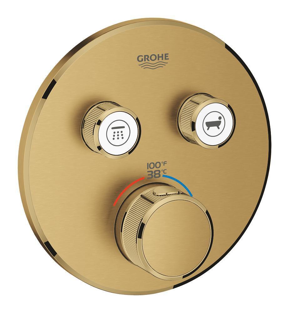 GROHE 29137GN0 Grohtherm® Three Handle Thermostatic Valve Trim in Brushed Cool Sunrise