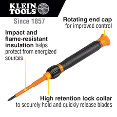 Klein Tools 32584INSR 8-in-1 Insulated Precision Screwdriver Set with Case