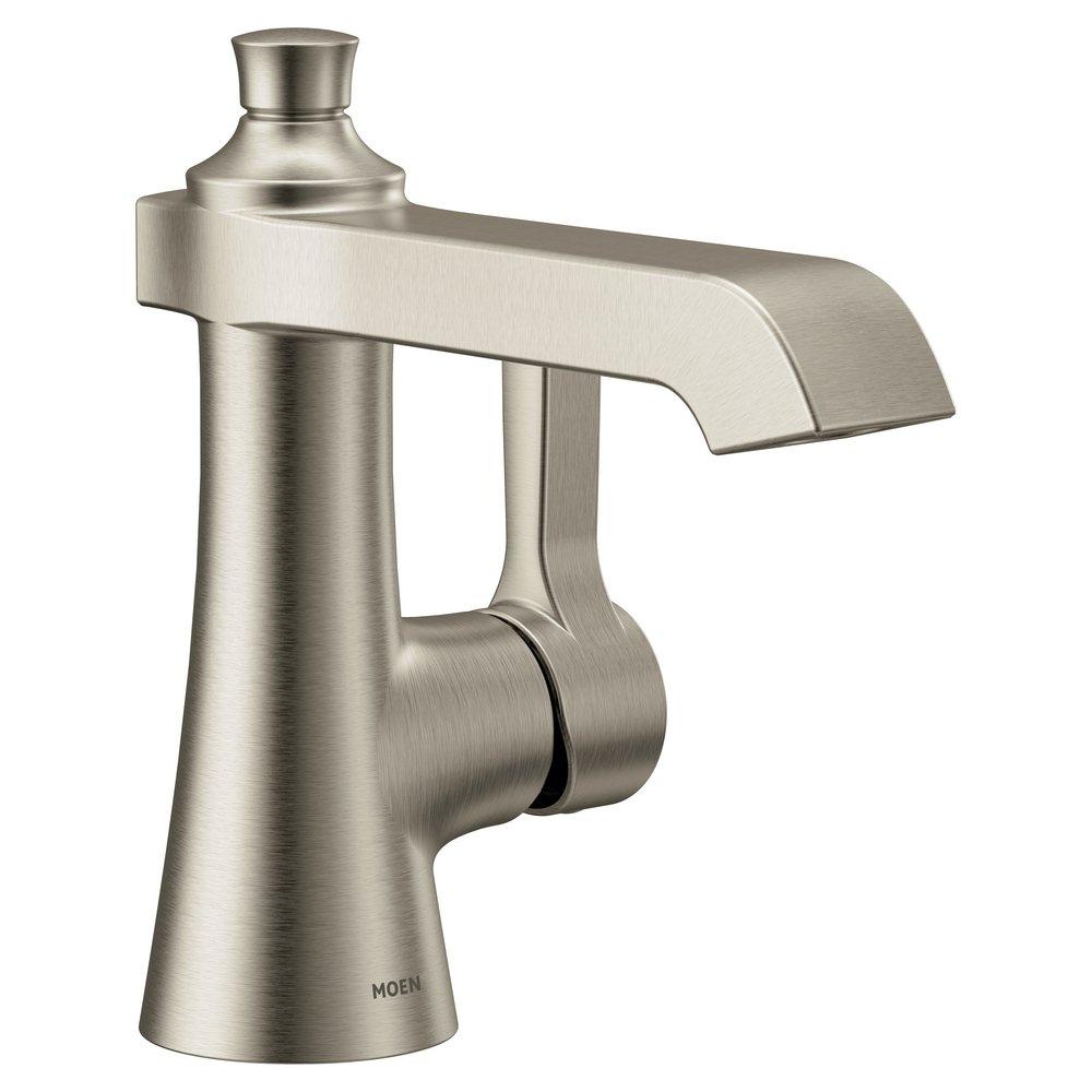 Moen S6981BN Flara Single Handle Monoblock Bathroom Sink Faucet in Brushed Nickel