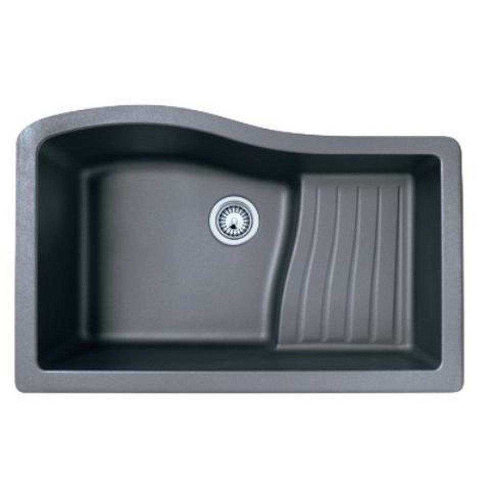 Swan Corporation QZ03322AD.077 33 x 22 in. 1 Hole Composite Single Bowl Dual Mount Kitchen Sink in Nero