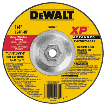 DeWalt DW8827 Grinding Wheel 7 in Diameter 1/4 in Thickness 5/8-11 Arbor Hole Size