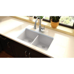 Elkay ELGU3322WH0 Quartz Classic 33 x 18-1/2 No Hole Composite Double Bowl Undermount Sink