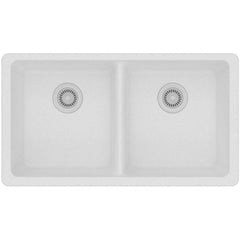 Elkay ELGU3322WH0 Quartz Classic 33 x 18-1/2 No Hole Composite Double Bowl Undermount Sink