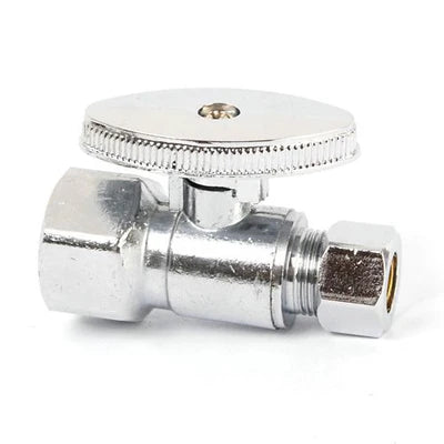 Everflow 82412PR-NL 1/2 X 3/8 In. Solvent Weld X OD Compression Oval Handle Straight Supply Stop Valve In Chrome Plated