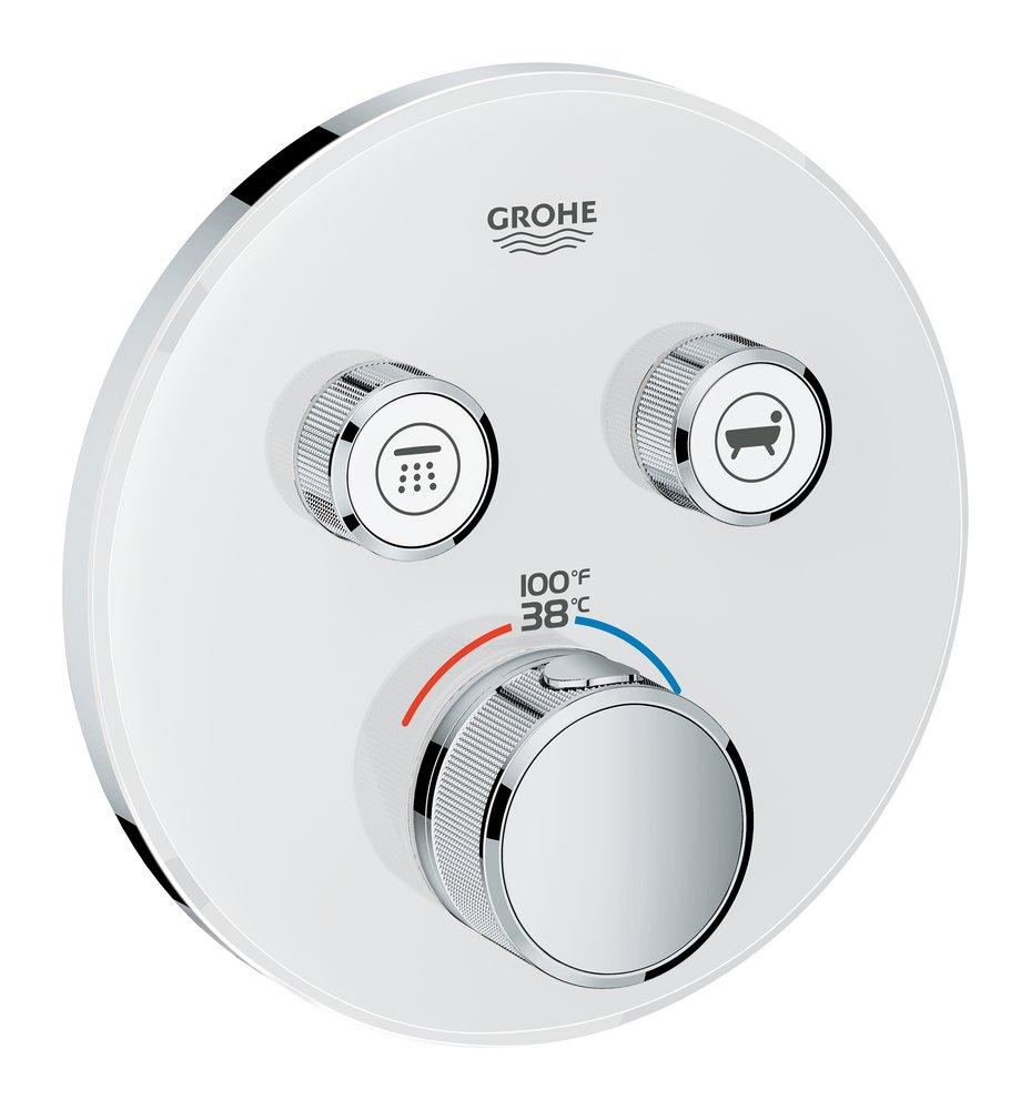 GROHE 29160LS0 Grohtherm Three Handle Thermostatic Valve Trim in Moon White