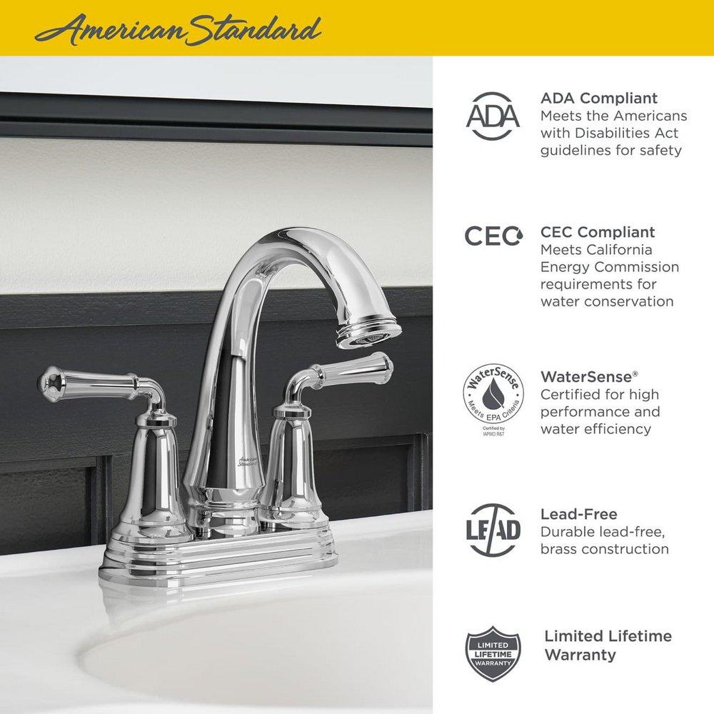 American Standard 7052207.002 Delancey Two Handle Centerset Bathroom Sink Faucet in Polished Chrome