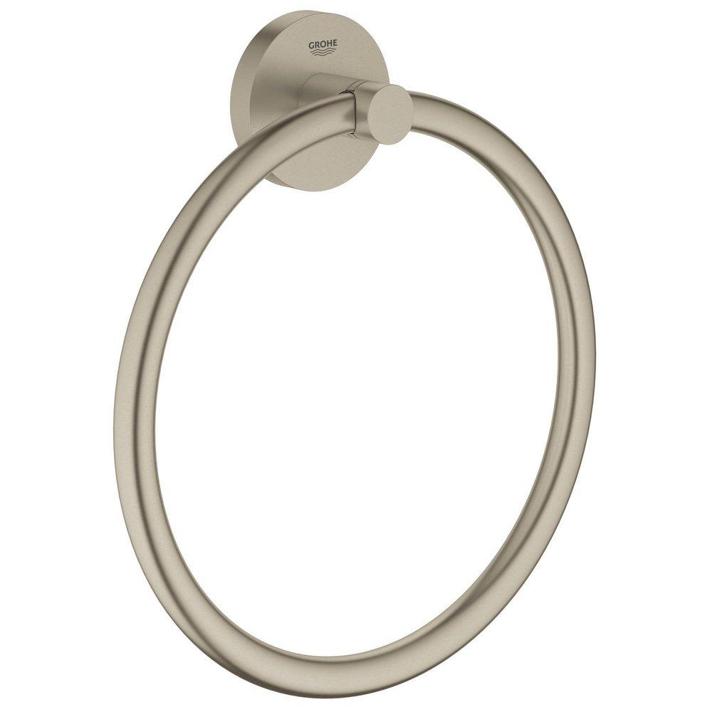 GROHE 40365EN1 Essentials Round Closed Towel Ring in StarLight Brushed Nickel