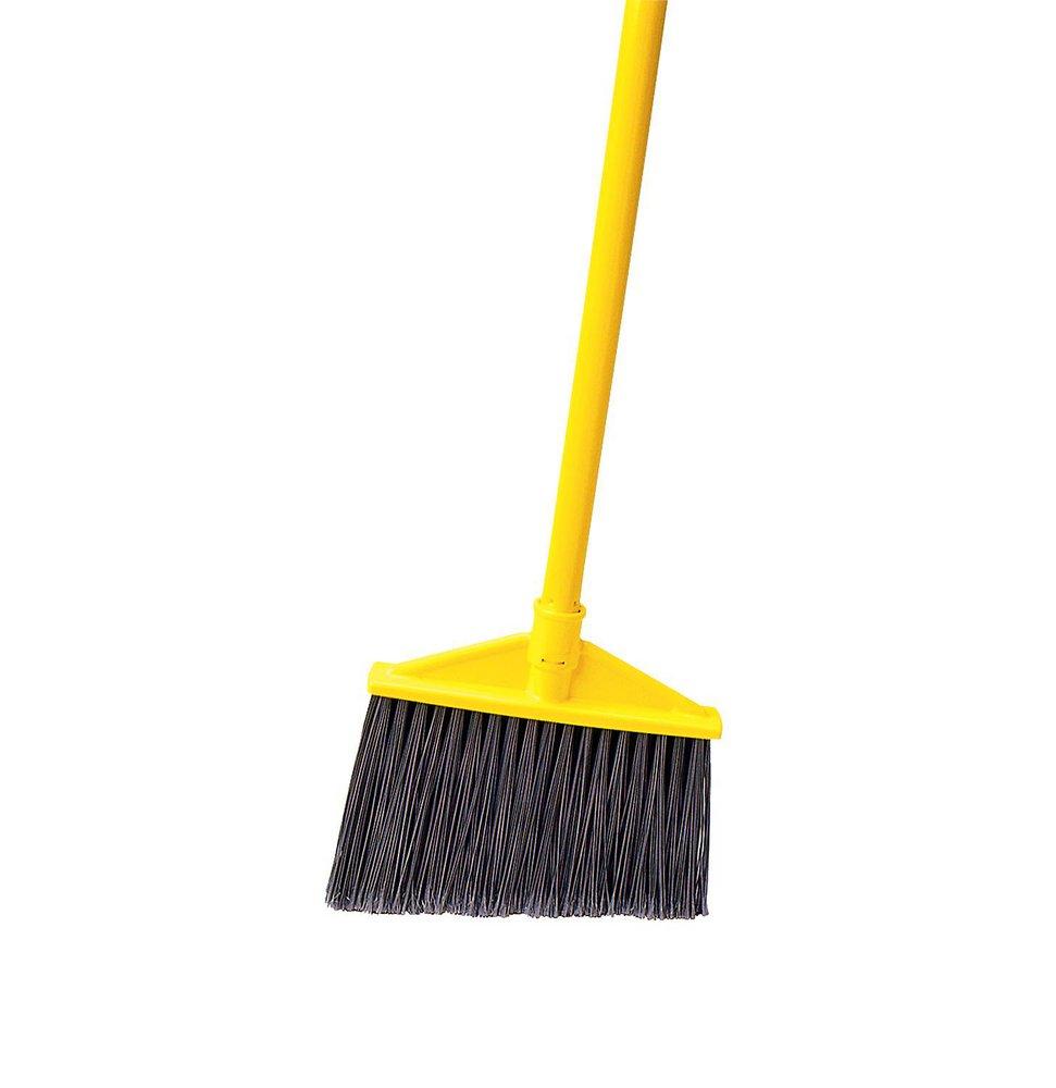 Rubbermaid FG637500GRAY Commercial Smooth-Surface Angle Broom Vinyl-Coated Metal Handle Flagged Bristles Gray