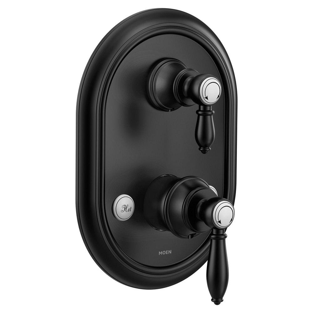 Moen UTS431BL Weymouth Two Handle Pressure Balancing Valve Trim in Matte Black