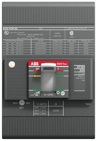 ABB XT3NU3225AFF000XXX BKR XT3N 225A 3P T/M UL