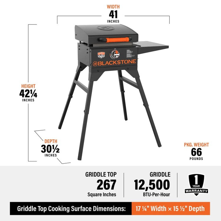 Blackstone 1939 Gas Griddle with cart and Hood 17 Inch