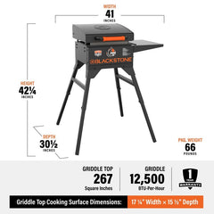 Blackstone 1939 Gas Griddle with cart and Hood 17 Inch