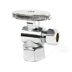 Everflow 81412PR-NL 1/2 x 3/8 in. Solvent Weld x OD Compression Oval Handle Angle Supply Stop Valve in Chrome Plated