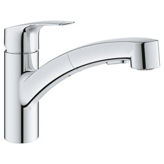 GROHE 30306001 Eurosmart Single Handle Pull Out Kitchen Faucet in Starlight Chrome