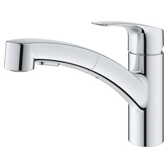 GROHE 30306001 Eurosmart Single Handle Pull Out Kitchen Faucet in Starlight Chrome