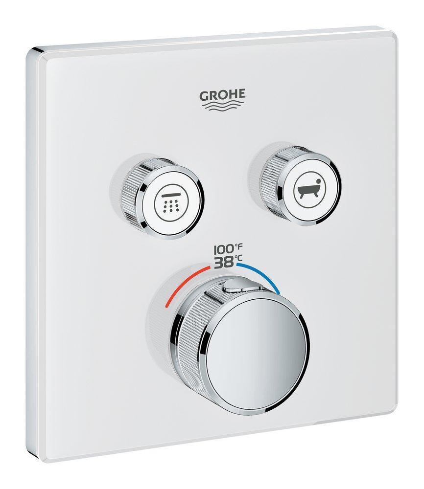 GROHE 29164LS0 Grohtherm® Three Handle Thermostatic Valve Trim in Moon White