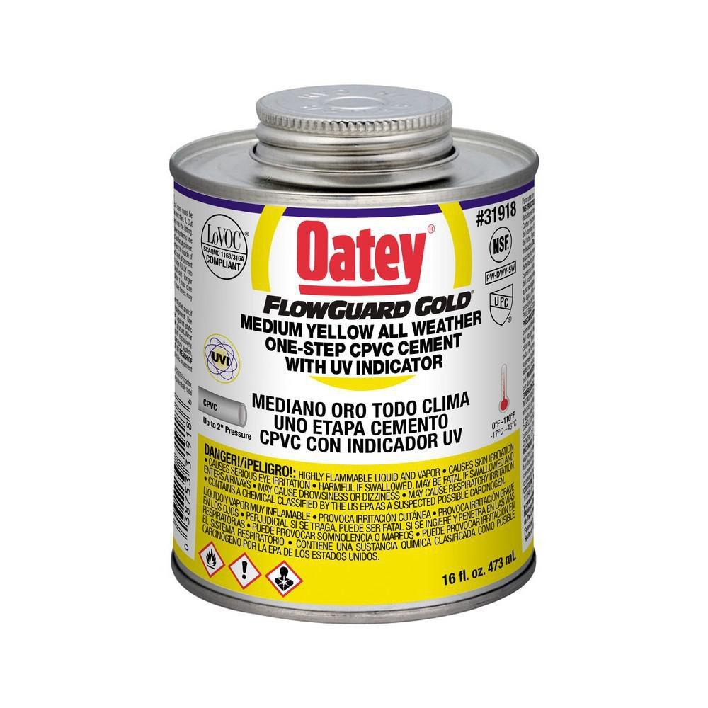 Oatey 31918 FlowGuard Gold 16 oz Fast Set Plastic Yellow Pipe Cement