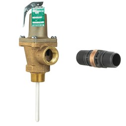 Watts Regulator 40L-34 Relief Valve Temperature and Pressure with Flood Sensor 3/4 Inch Male x Female Bronze 125PSI 210 Degrees Fahrenheit