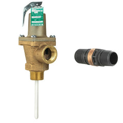 Watts Regulator 40L-34 Relief Valve Temperature and Pressure with Flood Sensor 3/4 Inch Male x Female Bronze 125PSI 210 Degrees Fahrenheit