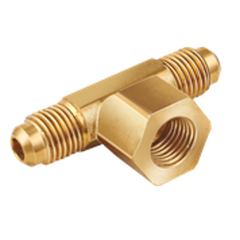 JB Industries T6-4 Brass Tee, 1/4 Flare x 1/4 Flare x 1/4 Female Flare