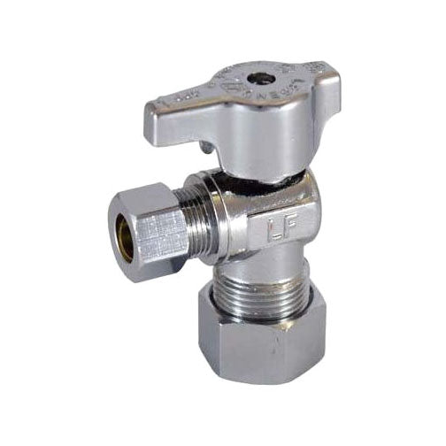 Legend Valve 114-614NL 5/8 OD x 1/4 OD T-595NL No Lead Chrome Brass 1/4 Turn Angle Stop Valve