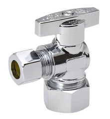 Mueller 190-032HC Stop Valve, 5/8 x 3/8 in Connection, Compression, 125 psi Pressure, Brass Body