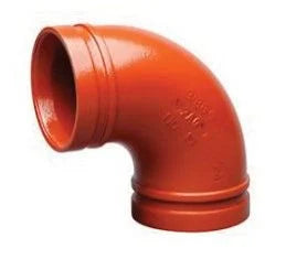 Victaulic F020V10P00 Model 10 Orange Enamel Painted Ductile Iron Standard Radius 90 Deg Elbow 2 In Grooved End