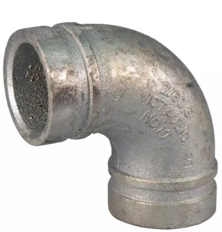 Victaulic F024010G00 10 Series 90 Deg Elbow - 2-1/2 Grooved Ductile Iron Hot Dipped Galvanized