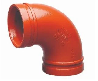 Victaulic F100V10P00 Model 10 Orange Enamel Painted Ductile Iron Standard Radius 90 Deg Elbow 10 In Grooved End