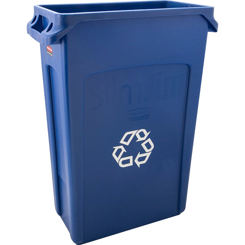 Slim Jim Recycling Can 23 Gal Blue With Handles RBMDFG354007BLUE for Rubbermaid RBMDFG354007BLUE