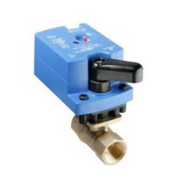 Johnson Controls VG1241CP Two-Way Plated Brass Trim NPT End Connections Ball Valve with Model VA9104-IGA-2S Non-Spring-Return Electric Actuator