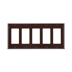 Leviton 80423 5-Gang Smooth Brown Thermoset Device Mount Standard Decorator Wallplate