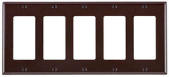 Leviton 80423 5-Gang Smooth Brown Thermoset Device Mount Standard Decorator Wallplate