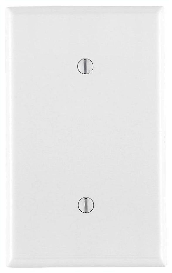 Leviton 88019 Standard Size Blank Wallplate 1 Gang Thermoset Plastic Strap Mount White