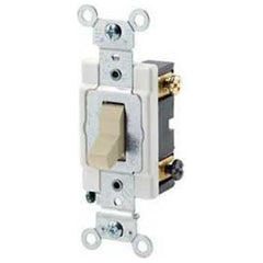 Leviton CSB3-15I 15 Amp 120/277 Volt Toggle 3-Way Commercial Spec Grade Grounding Ivory AC Quiet Switch