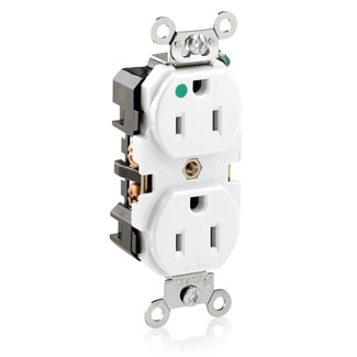 Leviton 8200-W 15Amp 125Volt Extra Heavy-Duty Hospital Grade Duplex Receptacle NEMA 5-15R