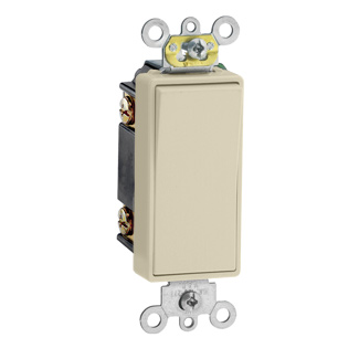 Leviton 5693-2I 15 Amp 120/277 Volt Decora Plus Rocker 3-Way Commercial Spec Grade Self Grounding Ivory AC Quiet Switch