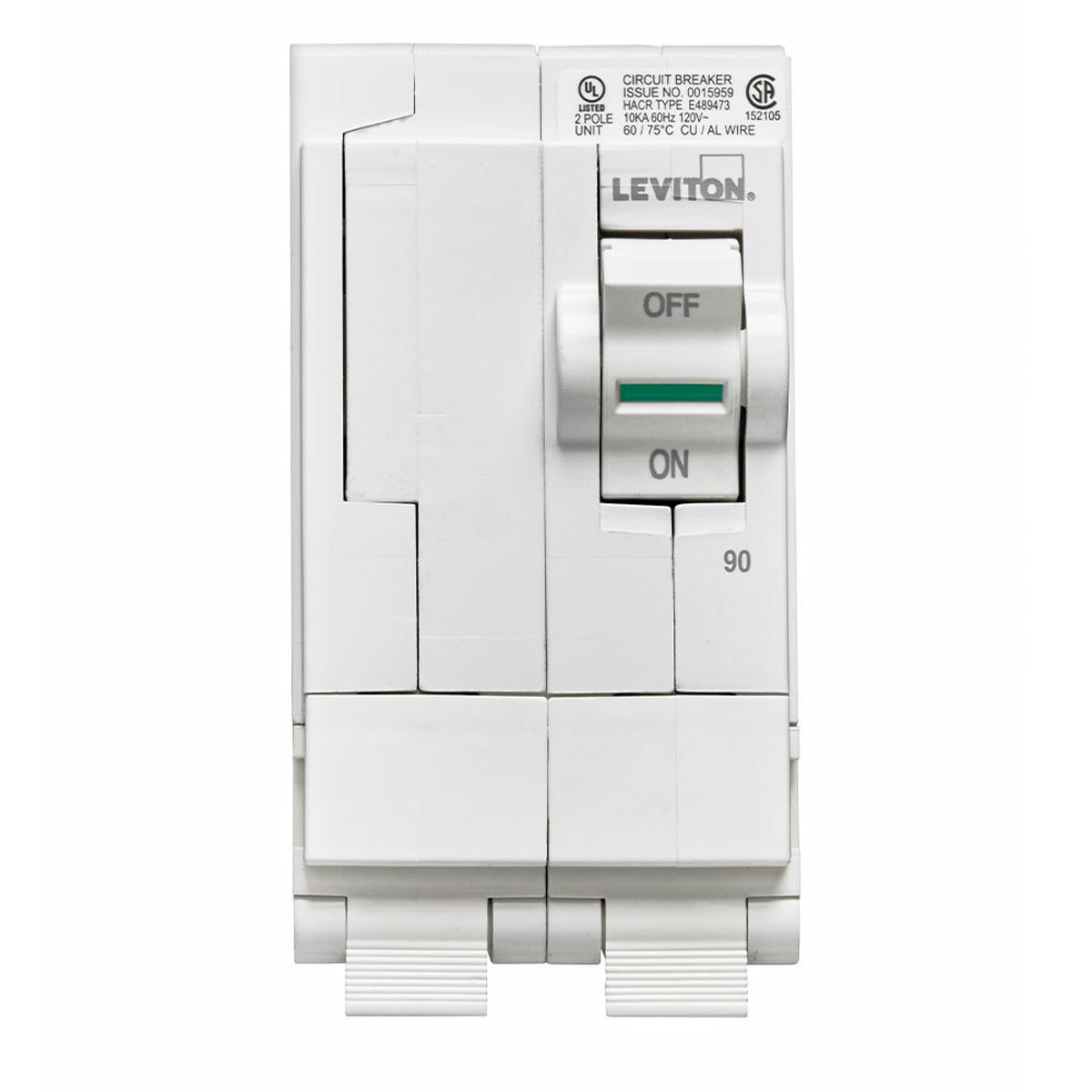 Leviton LB290 Branch Circuit Breaker, Standard 2-Pole 90A 120/240V, 10kA Interrupt Rating