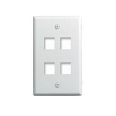 ON-Q/LEGRAND WP3404WH Keystone Wallplate, 1-Gang, 4-Port