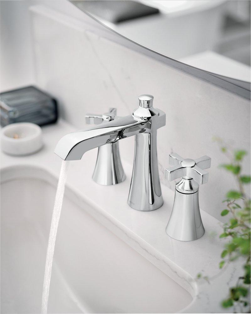 Moen TS6985 Flara Two Handle Widespread Bathroom Sink Faucet in Polished Chrome