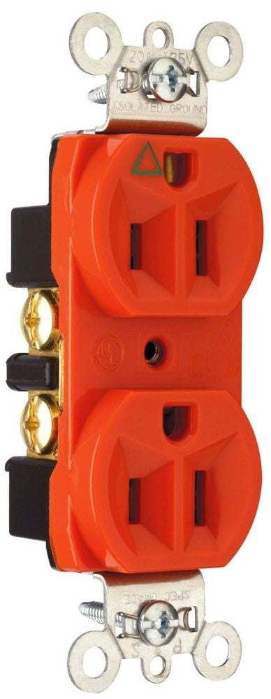 Pass & Seymour IG5262 Duplex Heavy Duty Type Nylon (Face) Material Orange