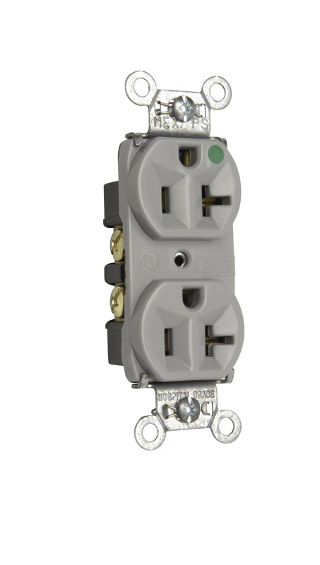 Pass & Seymour 8300HGRY Heavy-Duty Hospital Grade Compact Design Duplex Receptacle 20A 125V