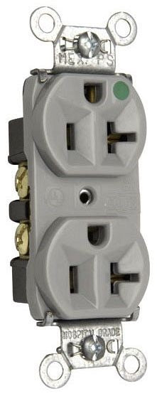 Pass & Seymour 8300HGRY Heavy-Duty Hospital Grade Compact Design Duplex Receptacle 20A 125V