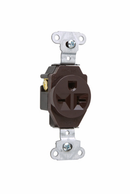 Pass & Seymour 5851 Heavy-Duty Single Receptacle 20A 250V Brown