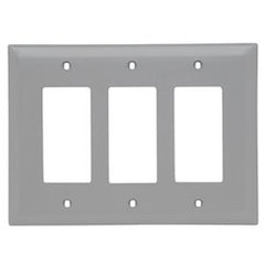 Pass & Seymour TPJ263LA Wallplate, Unbreakable, Decorator, 3-Gang, 6.937 Width x 5.06 Height, Nylon, Light Almond