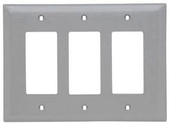 Pass & Seymour TPJ263LA Wallplate, Unbreakable, Decorator, 3-Gang, 6.937 Width x 5.06 Height, Nylon, Light Almond