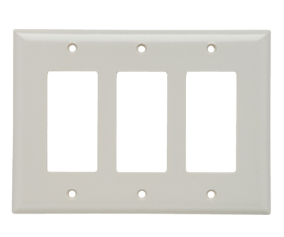 Pass & Seymour SPJ263LA 3-Gang 3-Decorator Light Almond Smooth Thermoset Plastic Junior-Jumbo Wallplate