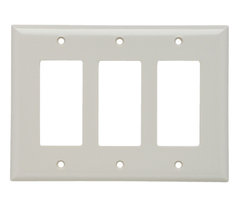 Pass & Seymour SPJ263LA 3-Gang 3-Decorator Light Almond Smooth Thermoset Plastic Junior-Jumbo Wallplate